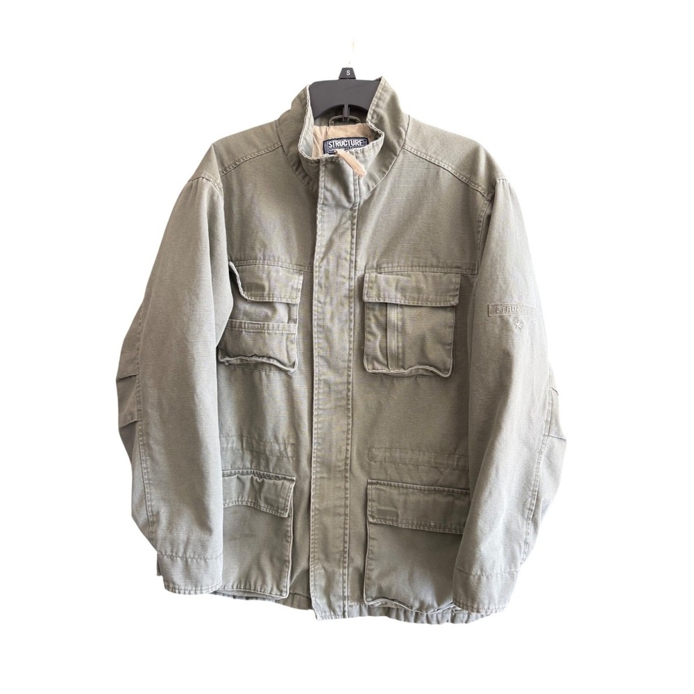 Vintage Structure Olive Green Utility Field Jacket Military Workwear Coat Mens M